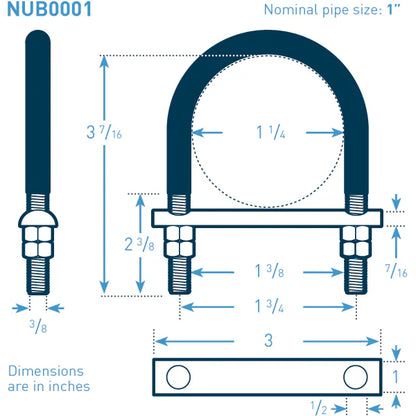1 in Galvanized Nu-Bolt (3/8 Stock)