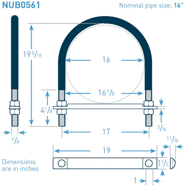 16 in Galvanized Nu-Bolt with Flats