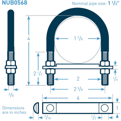 1.5 in Galvanized Nu-Bolt with Flats