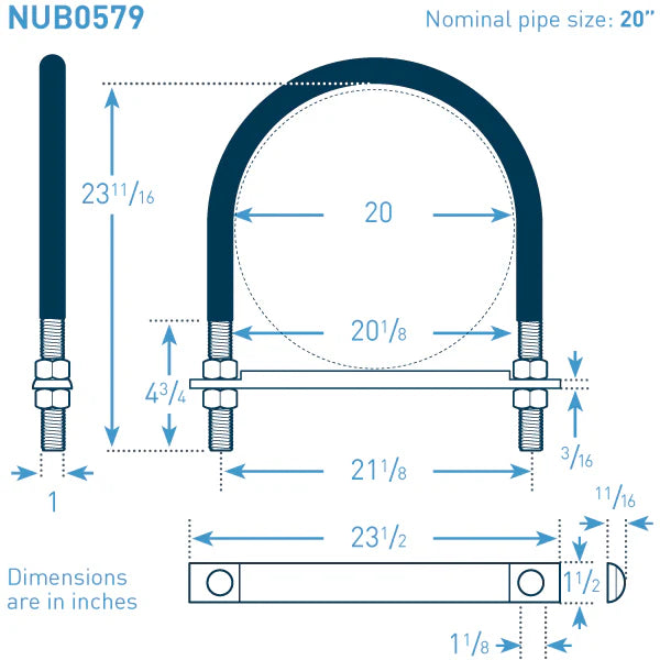 20 in Galvanized Nu-Bolt with Flats