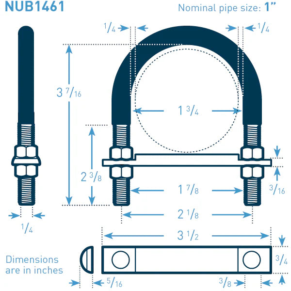 1 in Galvanized Nu-Bolt XL, Non-Gripping (1/4 Stock )