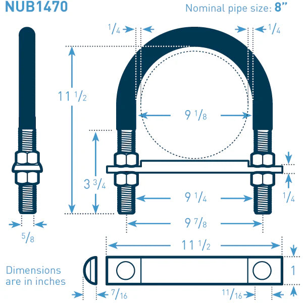 8 in Galvanized Nu-Bolt XL, Non-Gripping