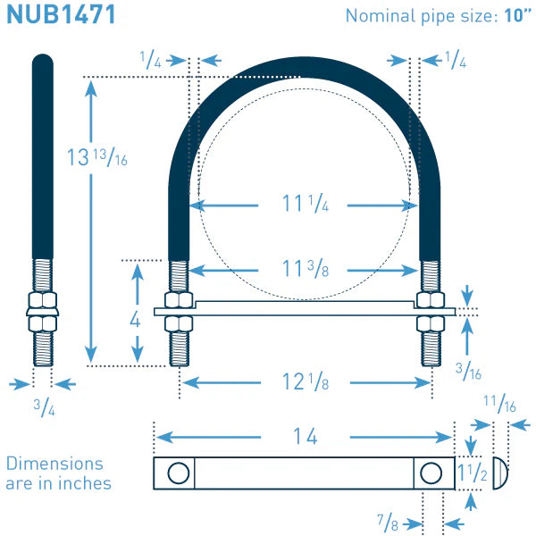 10 in Galvanized Nu-Bolt XL, Non-Gripping