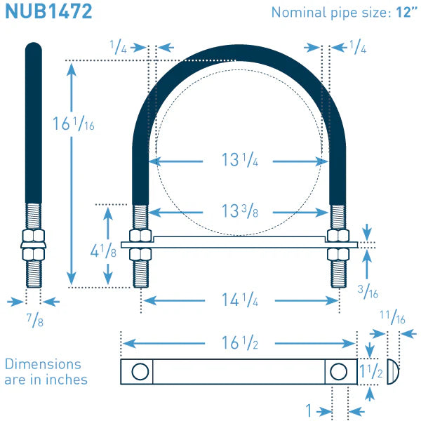 12 in Galvanized Nu-Bolt XL, Non-Gripping